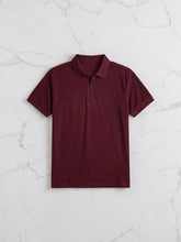Classic Zipper Polo Shirt - Mehroon