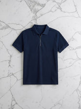 Classic Zipper Polo Shirt - Navy
