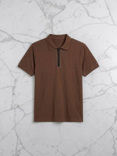 Classic Zipper Polo Shirt - Brown
