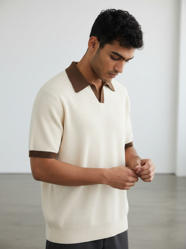 Classic Thermal Polo Shirt - Off white