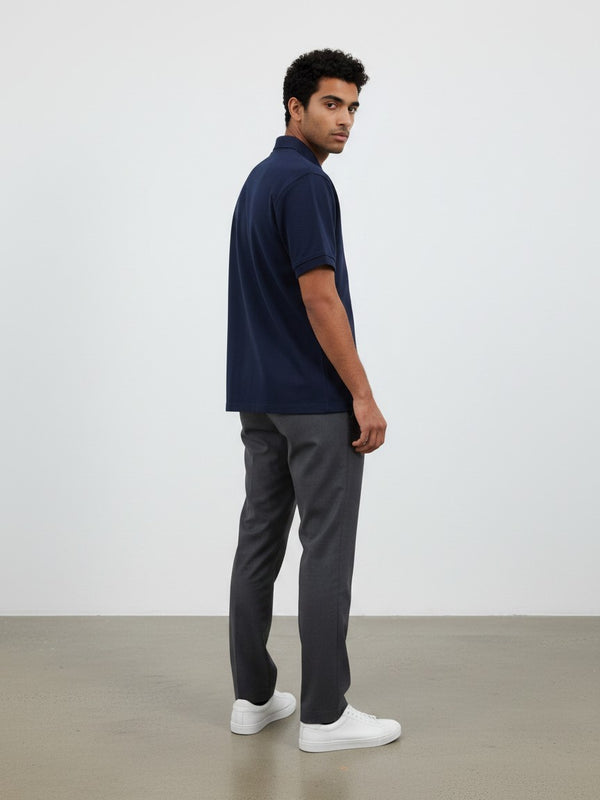 Classic Zipper Polo Shirt - Navy